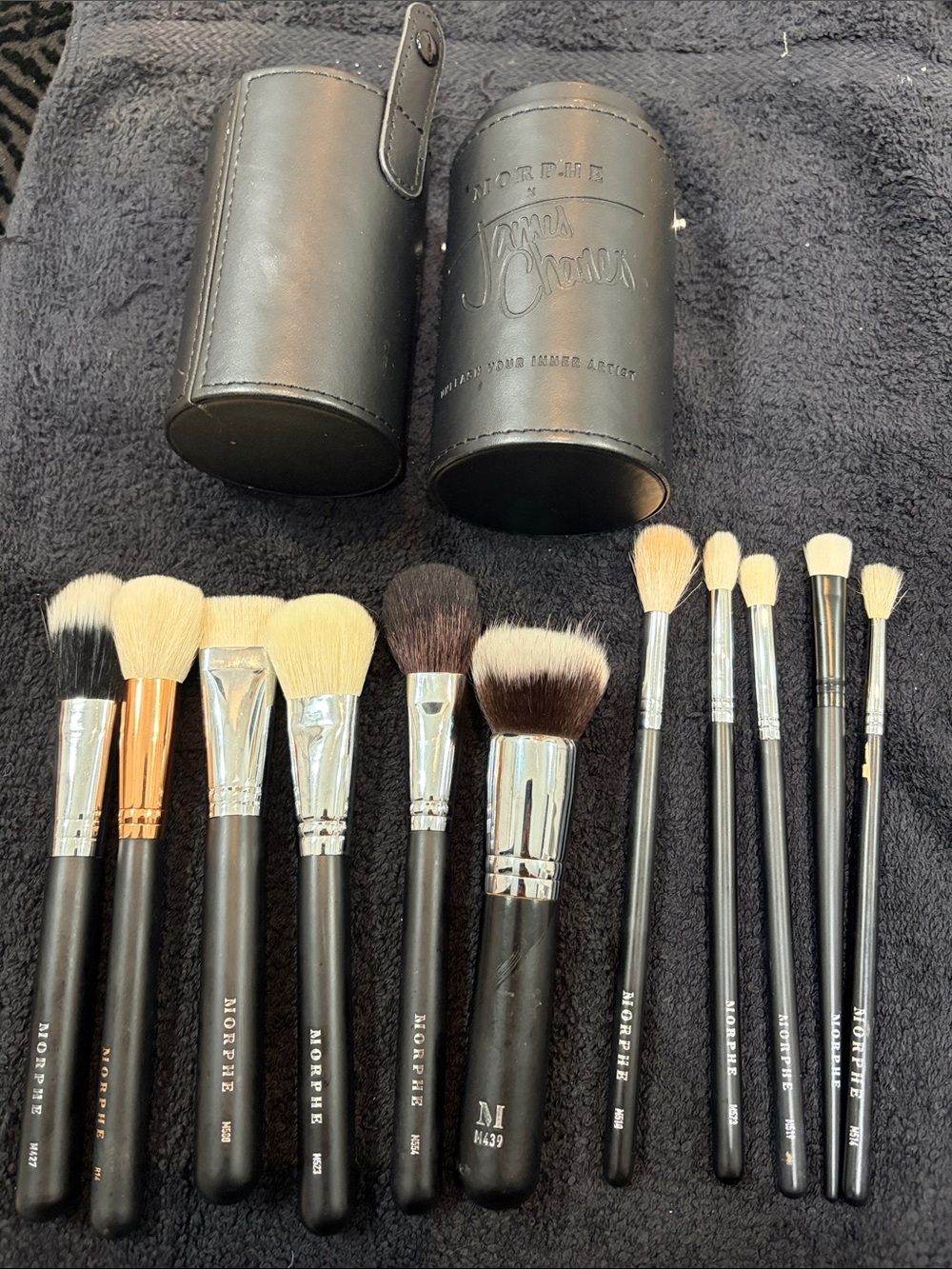 Morphe Black Brush Set with Silver & Rose Gold Ferrules